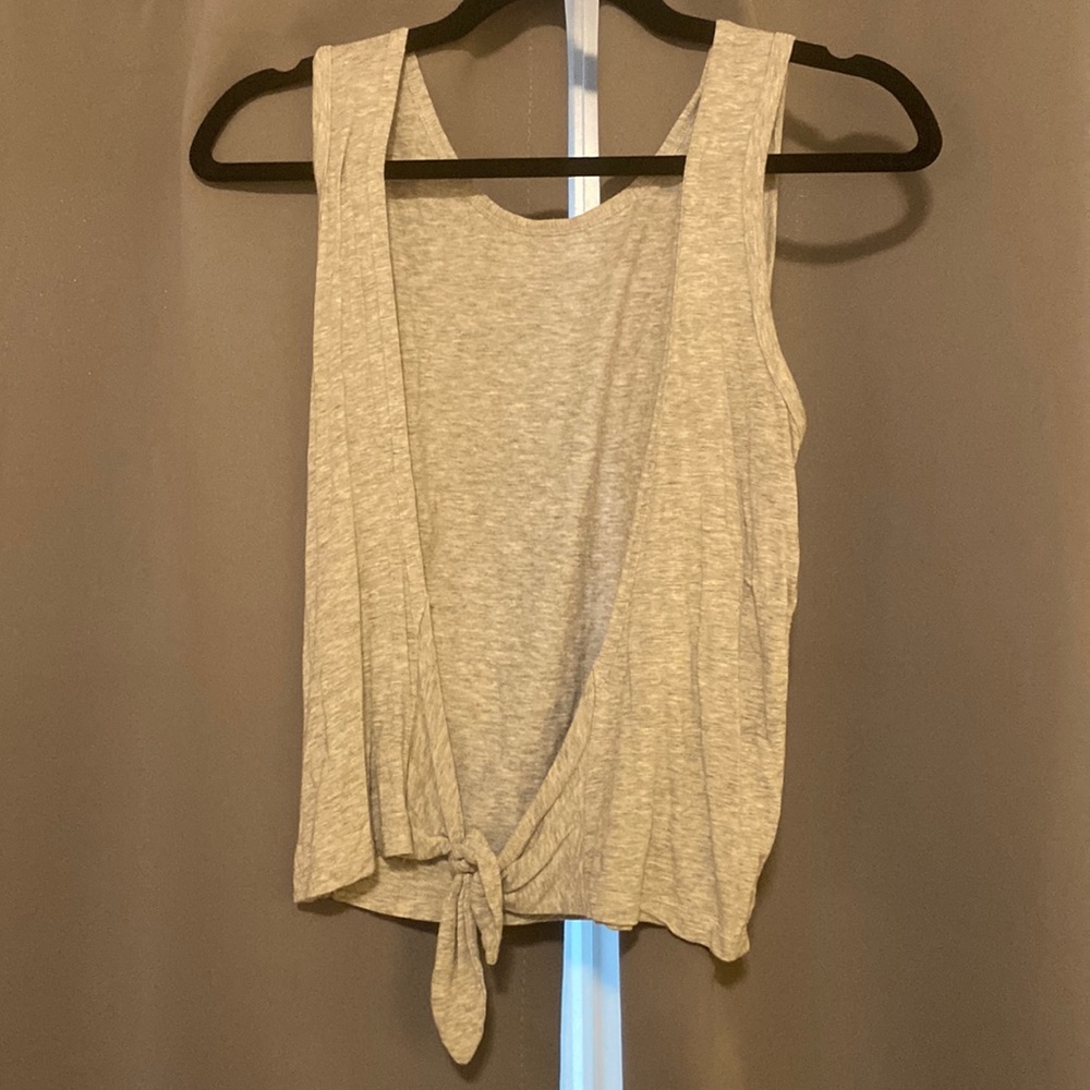 Aerie cropped tie back grey tank (open back), size XS